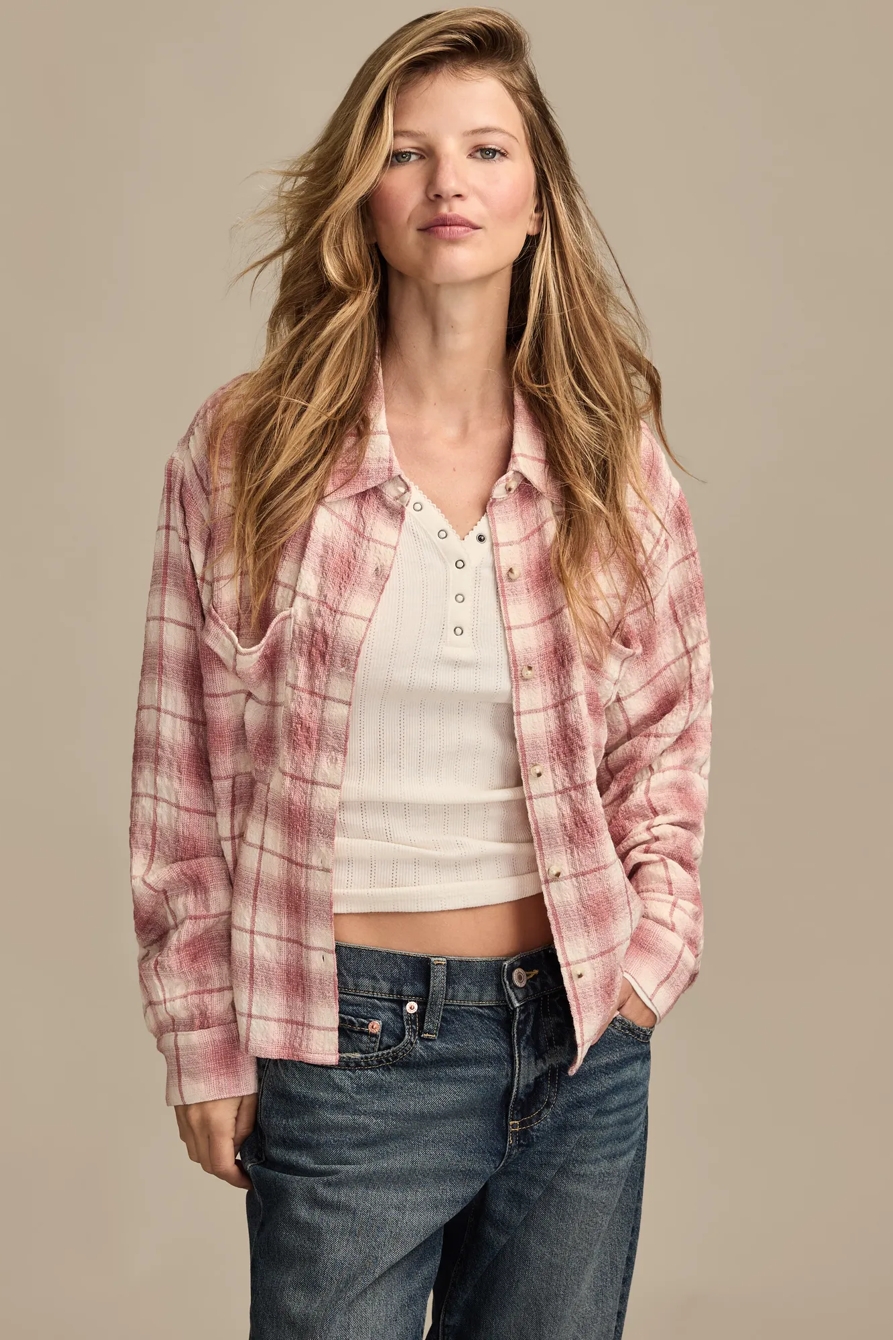 CROPPED PLAID DRAPEY SHIRT, image 5