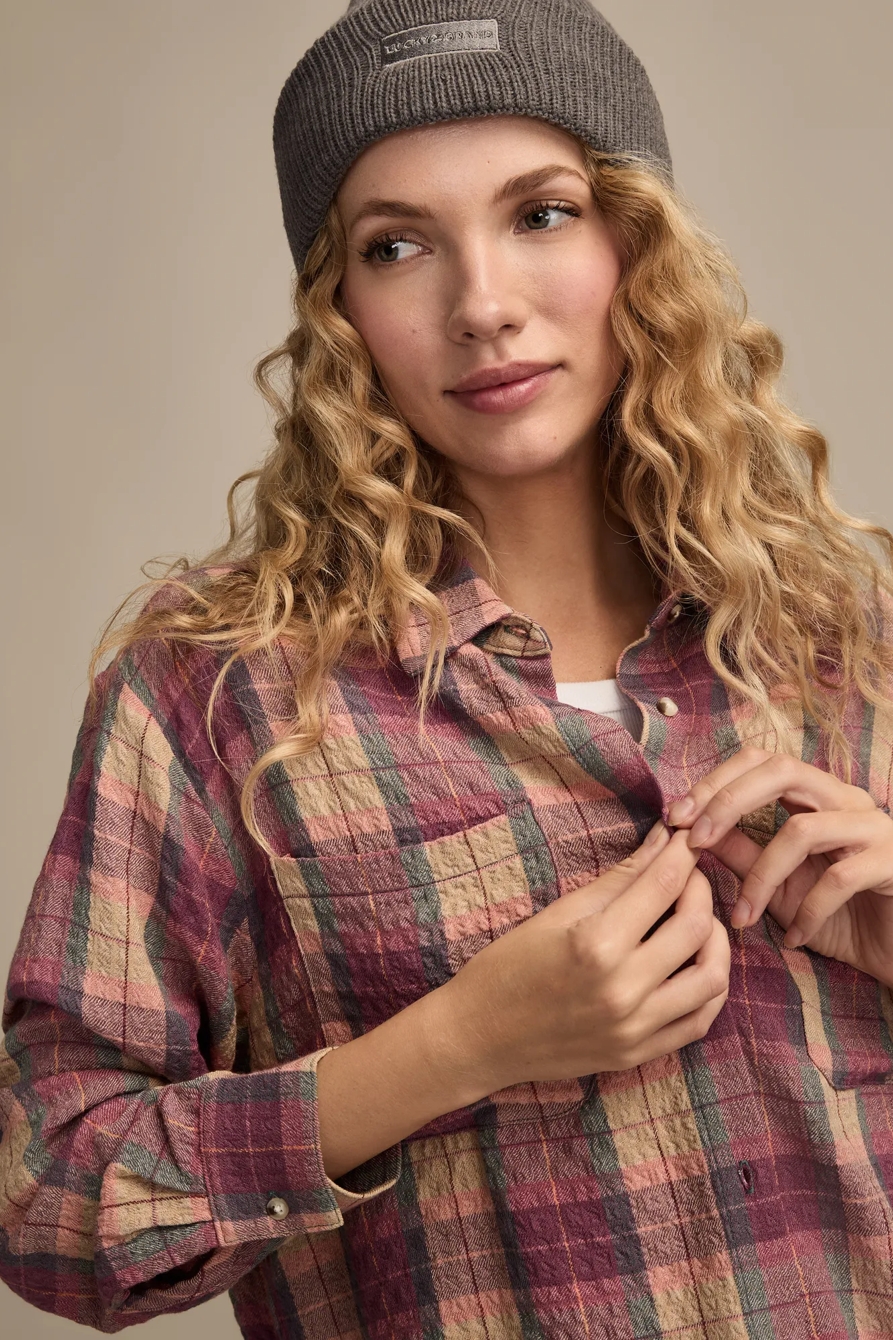 CROPPED PLAID DRAPEY SHIRT, image 2