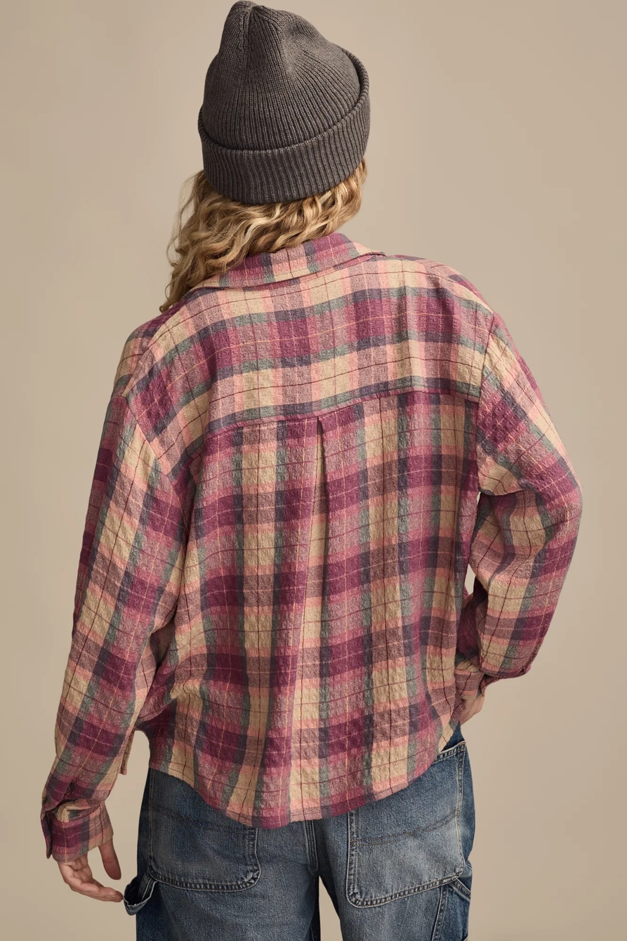 CROPPED PLAID DRAPEY SHIRT, image 3