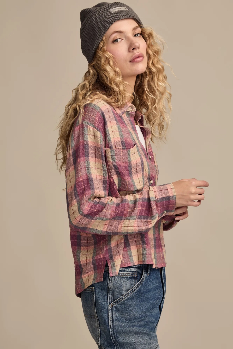 CROPPED PLAID DRAPEY SHIRT, image 4