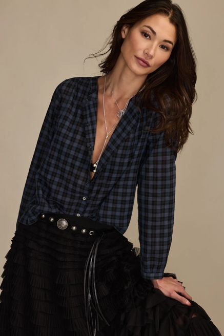 LONG SLEEVE CHECK BLOUSE, image 1