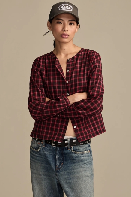 LONG SLEEVE CHECK BLOUSE, image 1