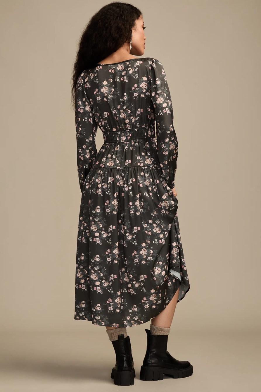LONG SLEEVE FLORAL MIDI DRESS, image 3