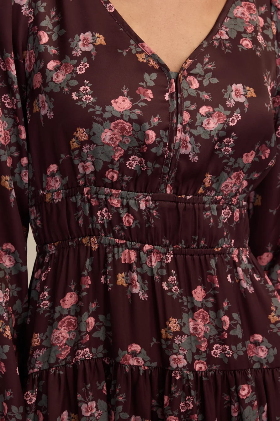 LONG SLEEVE FLORAL MIDI DRESS, image 2