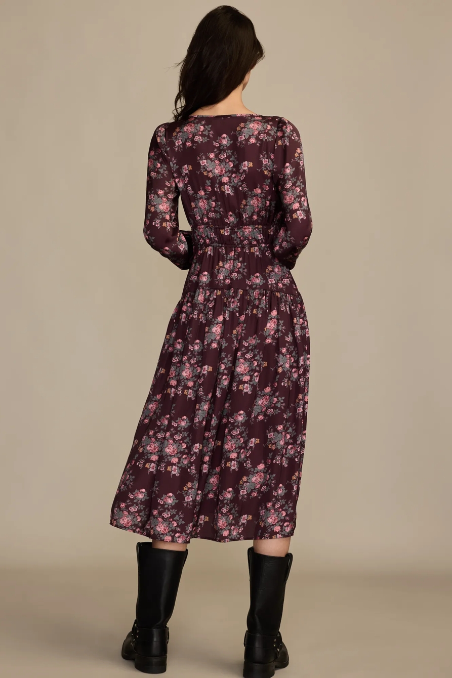 LONG SLEEVE FLORAL MIDI DRESS, image 3