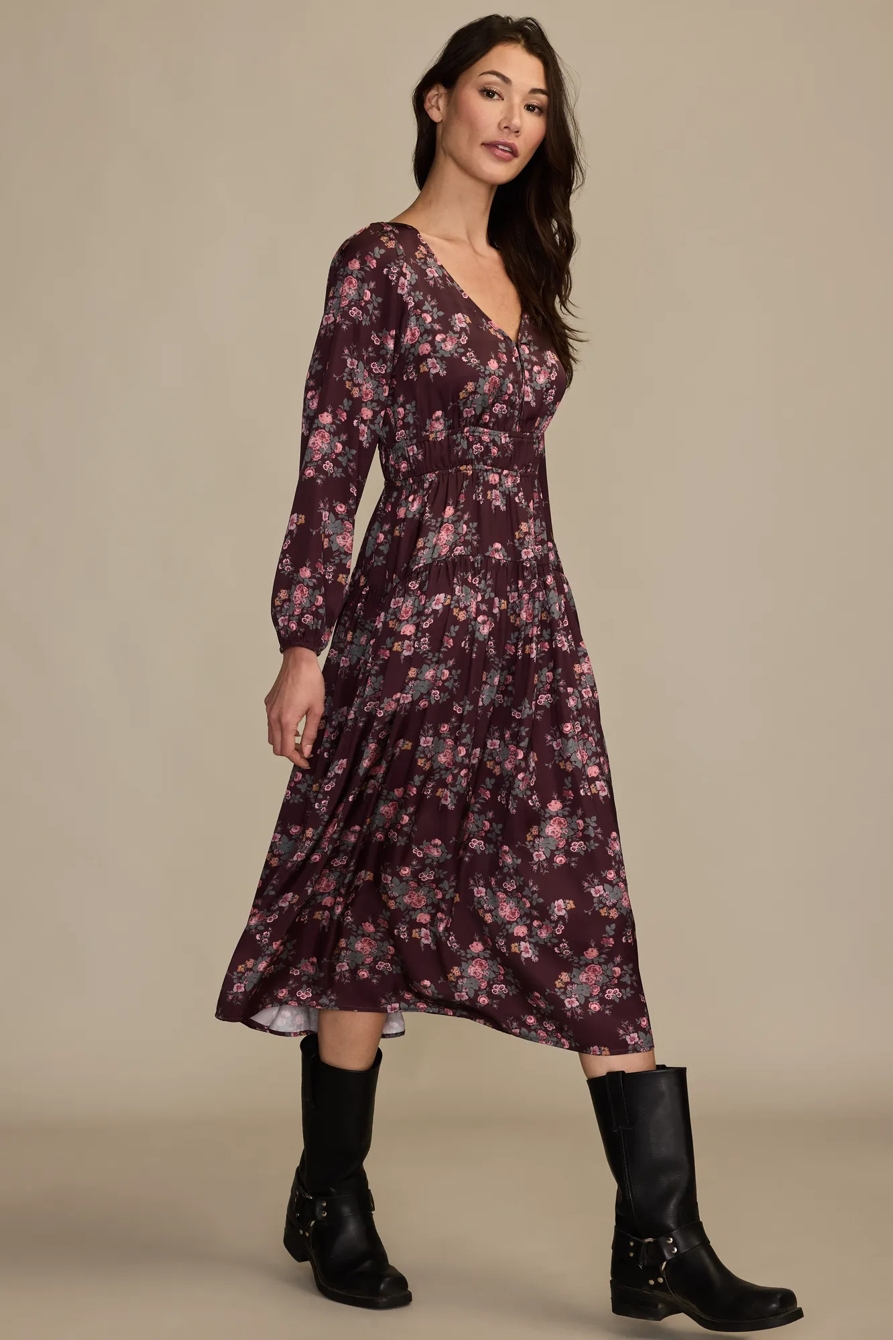 LONG SLEEVE FLORAL MIDI DRESS, image 4