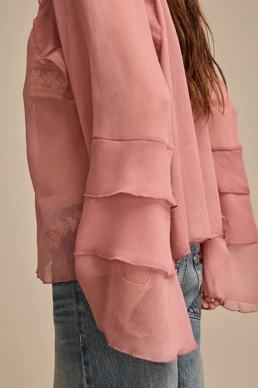 RUFFLE BUTTON DOWN BLOUSE, image 3