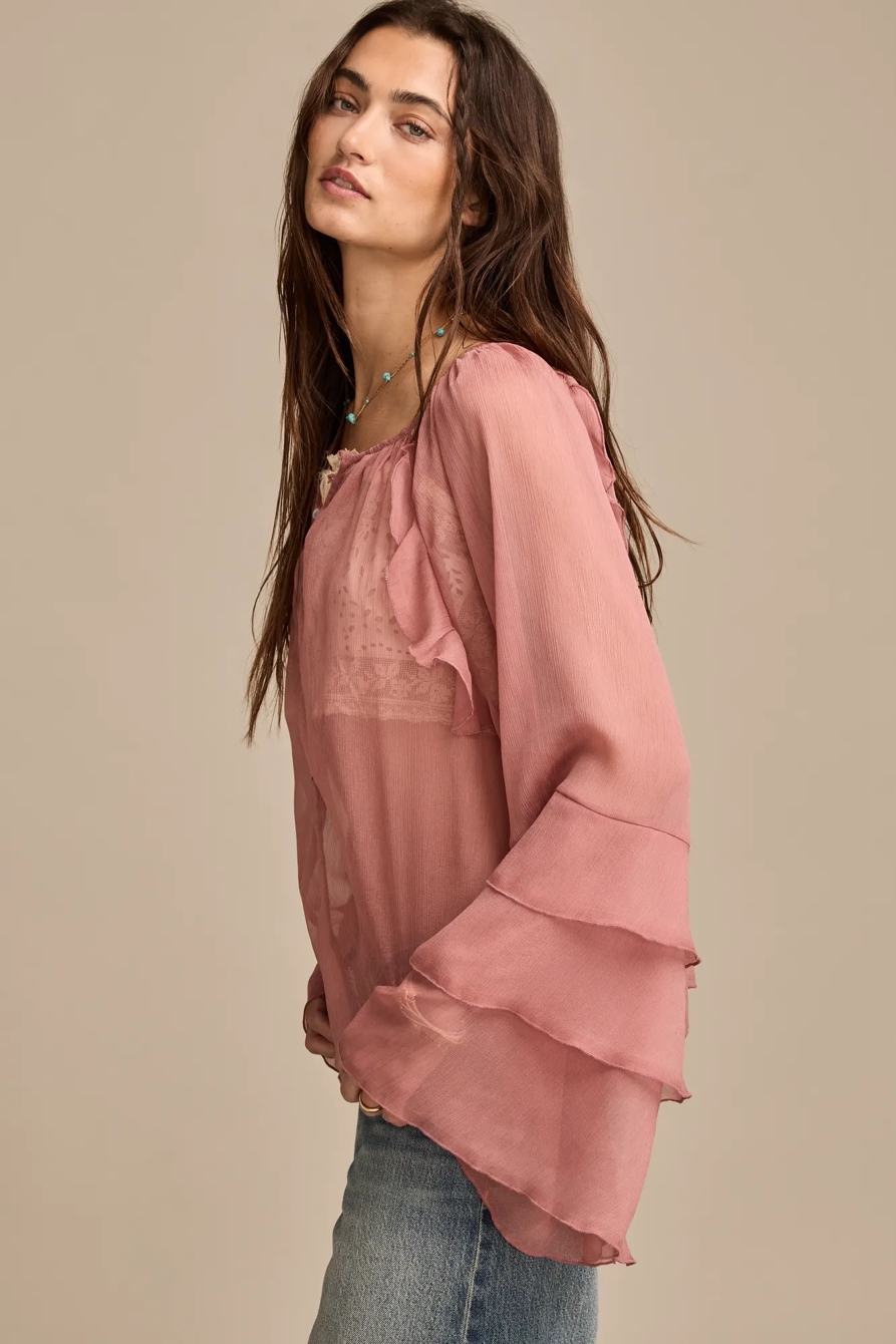 RUFFLE BUTTON DOWN BLOUSE, image 4