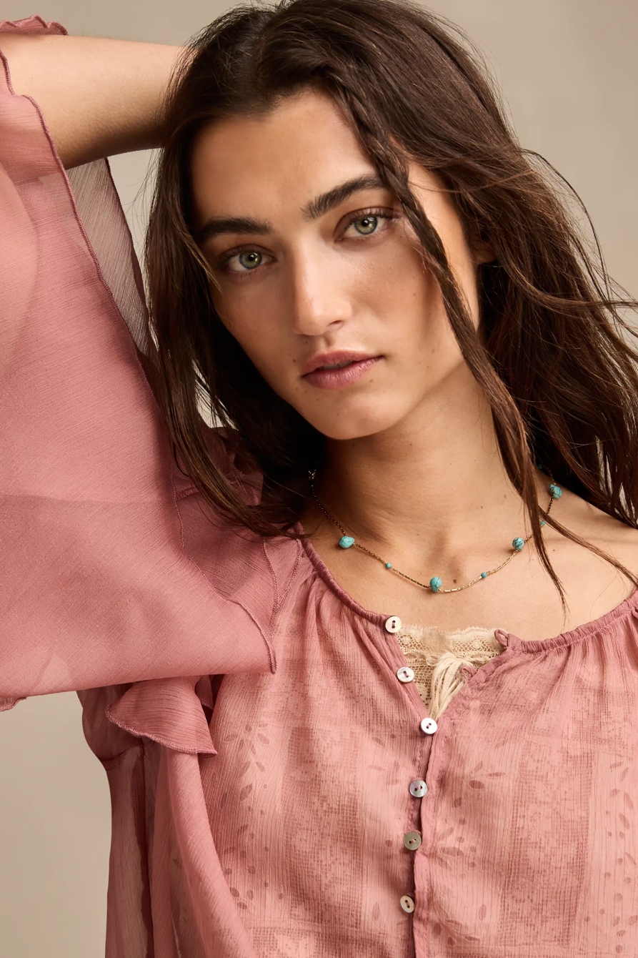 RUFFLE BUTTON DOWN BLOUSE, image 5