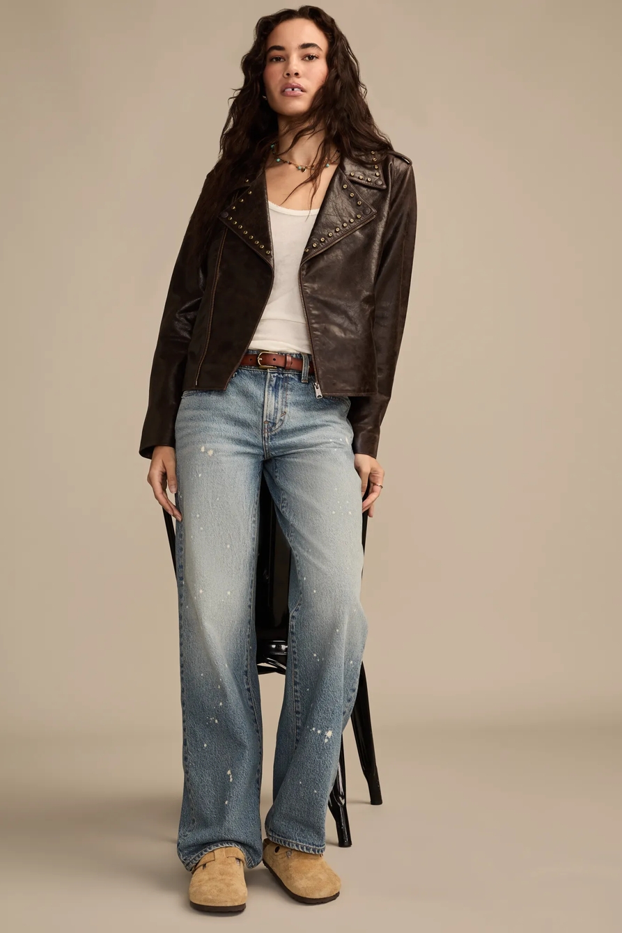 STUDDED MOTO LEATHER JACKET, image 6