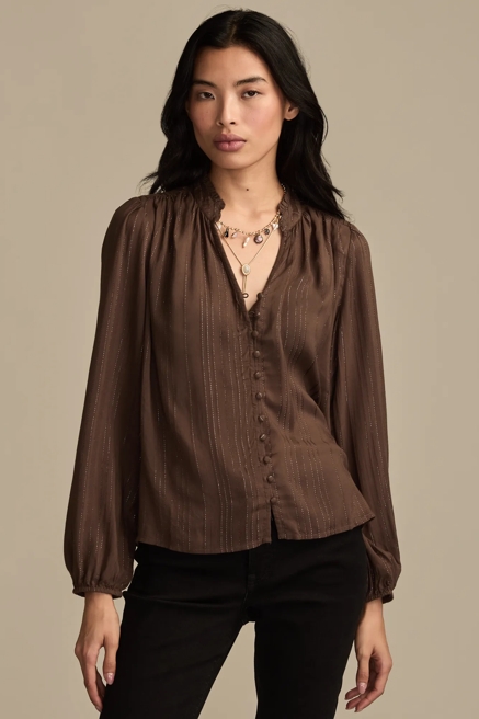 SHINE BUTTON FRONT BLOUSE, image 1