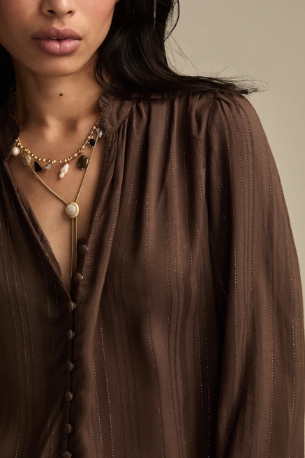 SHINE BUTTON FRONT BLOUSE, image 2