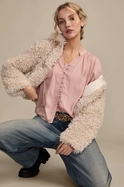 SHINE BUTTON FRONT BLOUSE, image 1