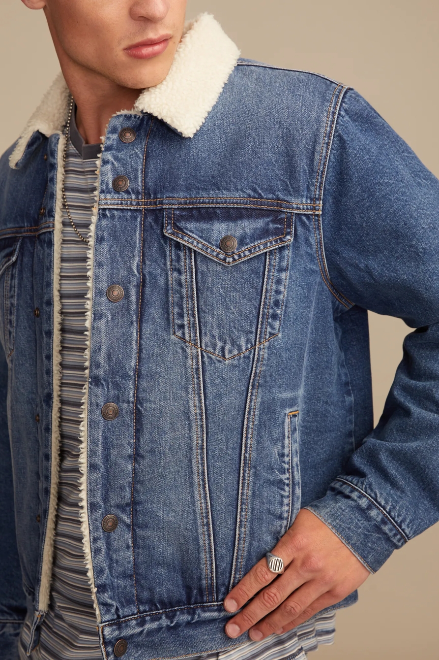 FAUX SHEARLING LINED DENIM JACKET, image 2