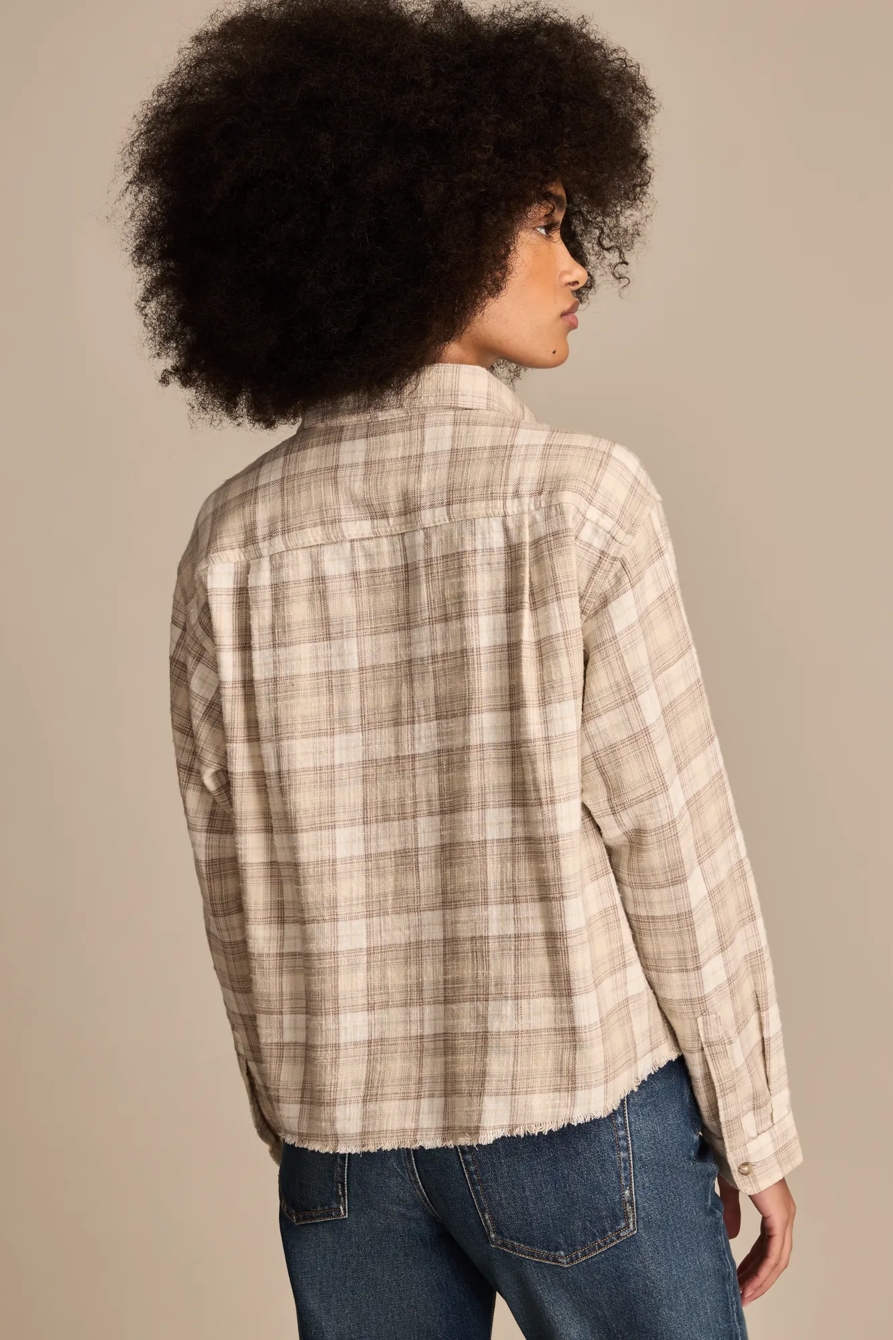 RAW EDGE FLANNEL CROPPED BUTTON DOWN SHIRT, image 5