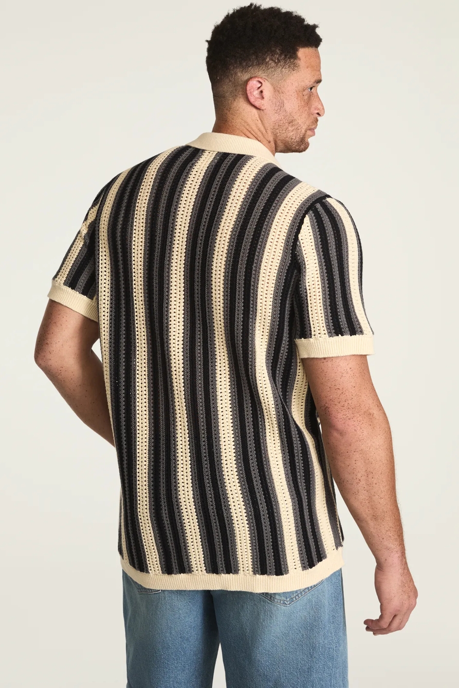 BIG AND TALL STRIPE BUTTON THROUGH SWEATER, image 3