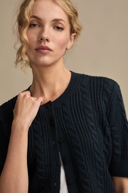 SHORT SLEEVE CABLE CARDIGAN, image 1