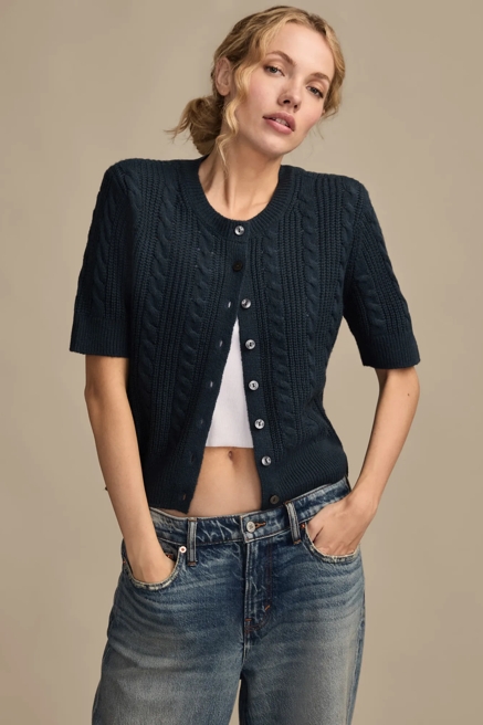 SHORT SLEEVE CABLE CARDIGAN, image 2