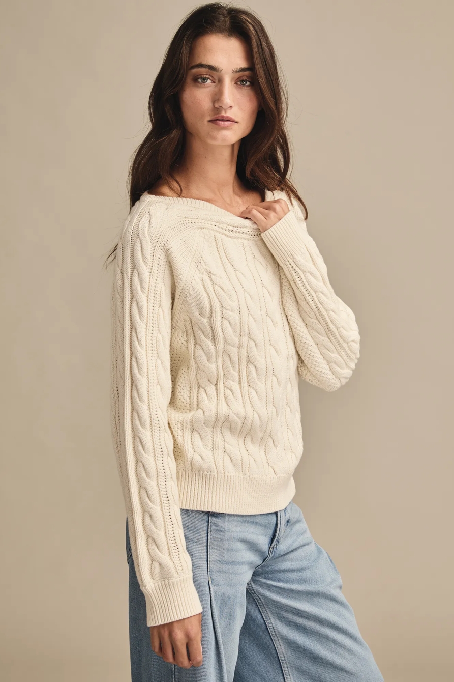 BOAT NECK CABLE SWEATER, image 4
