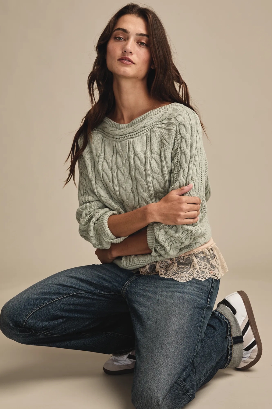 BOAT NECK CABLE SWEATER, image 5