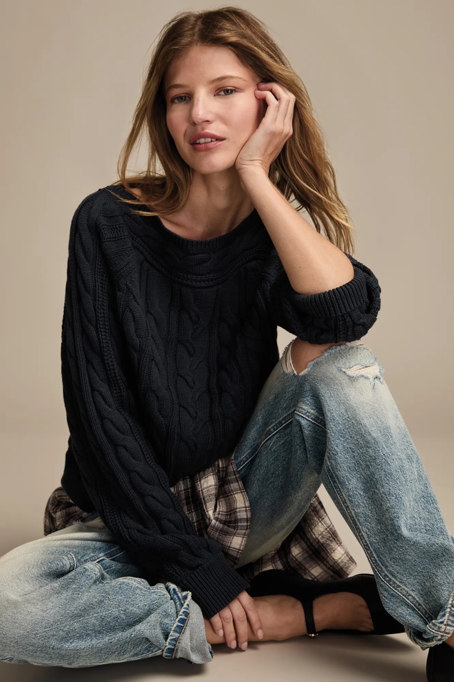 BOAT NECK CABLE SWEATER, image 5