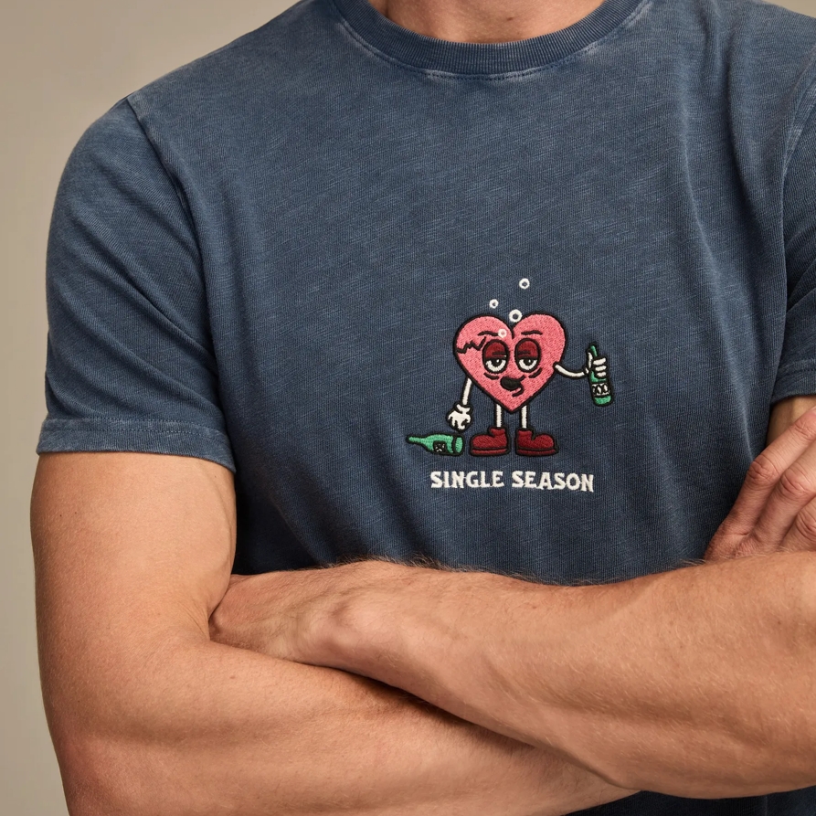 Lucky Brand Single Season Tee - Men's Clothing Tops Shirts Tee Graphic T Shirts in Dark Denim