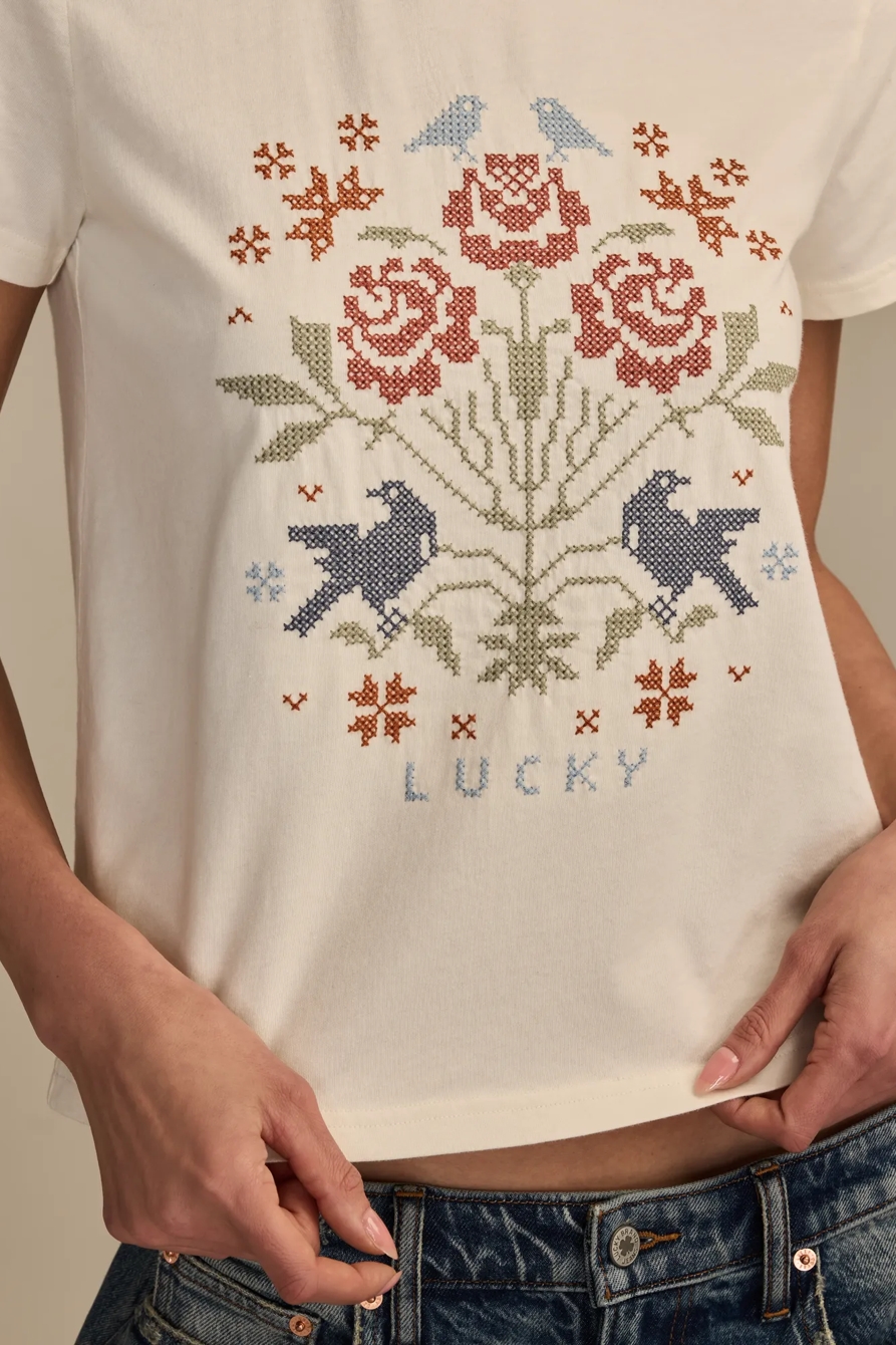 CROSS STITCH FLORAL CLASSIC CREW, image 2