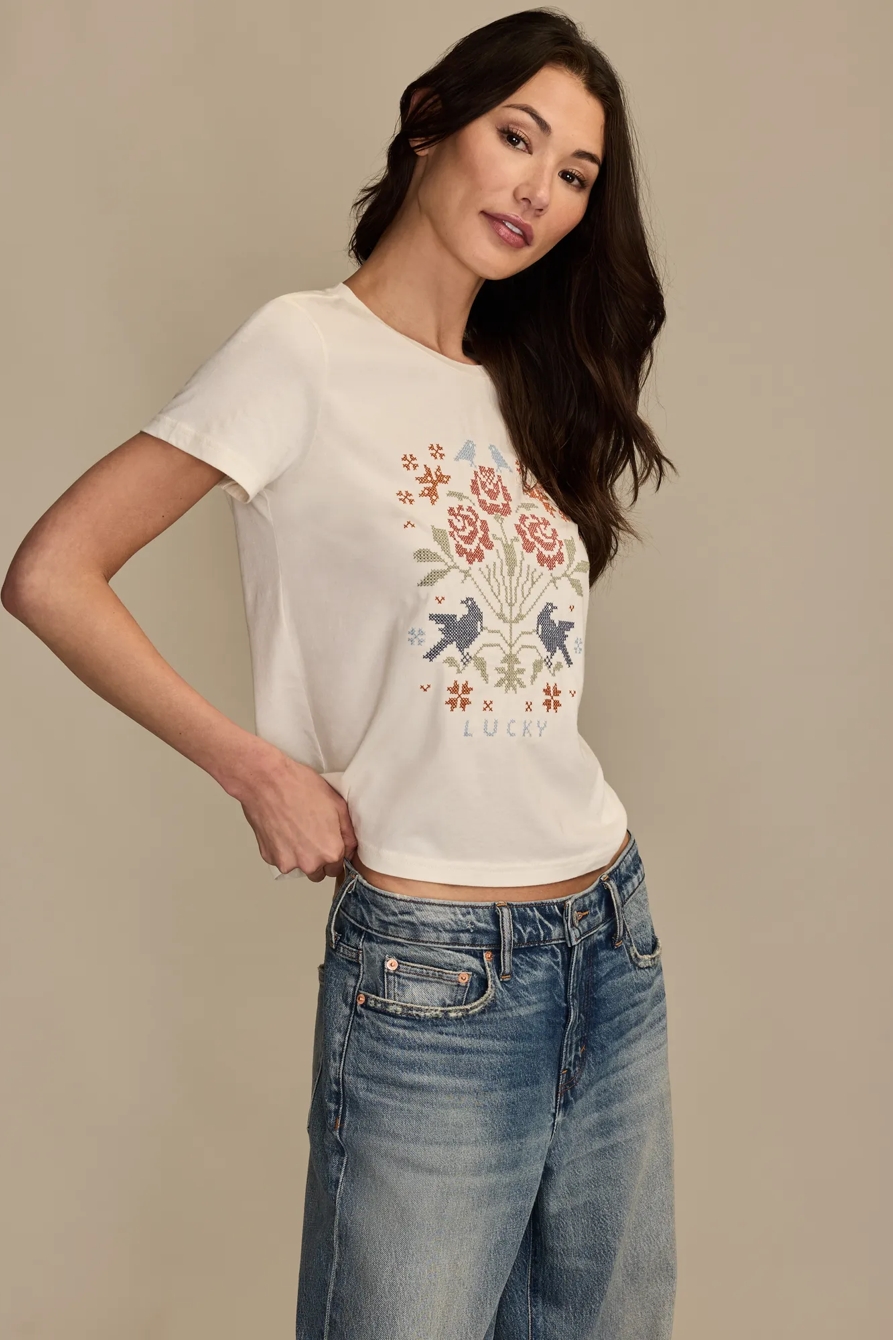 CROSS STITCH FLORAL CLASSIC CREW, image 4