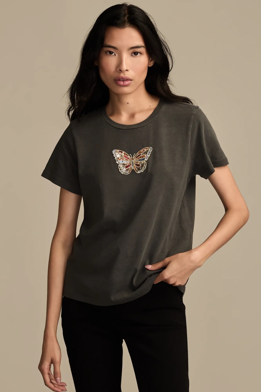 SEQUIN BUTTERFLY CLASSIC CREW, image 2