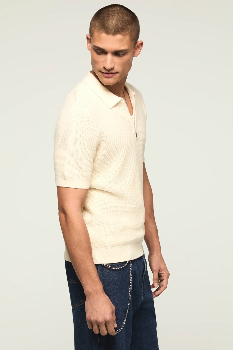 SHORT SLEEVE QUARTER ZIP POLO SWEATER, image 4