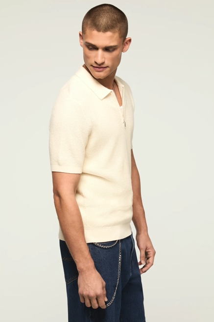 SHORT SLEEVE QUARTER ZIP POLO SWEATER, image 4