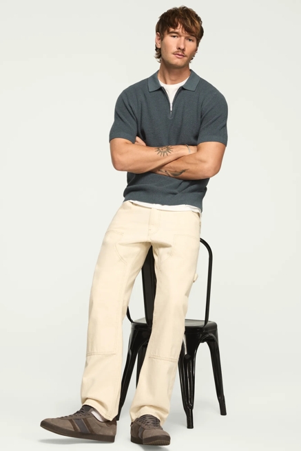 SHORT SLEEVE QUARTER ZIP POLO SWEATER, image 2