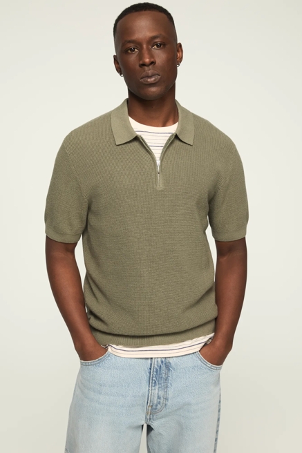 SHORT SLEEVE QUARTER ZIP POLO SWEATER, image 1