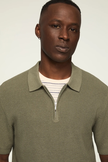 SHORT SLEEVE QUARTER ZIP POLO SWEATER, image 2