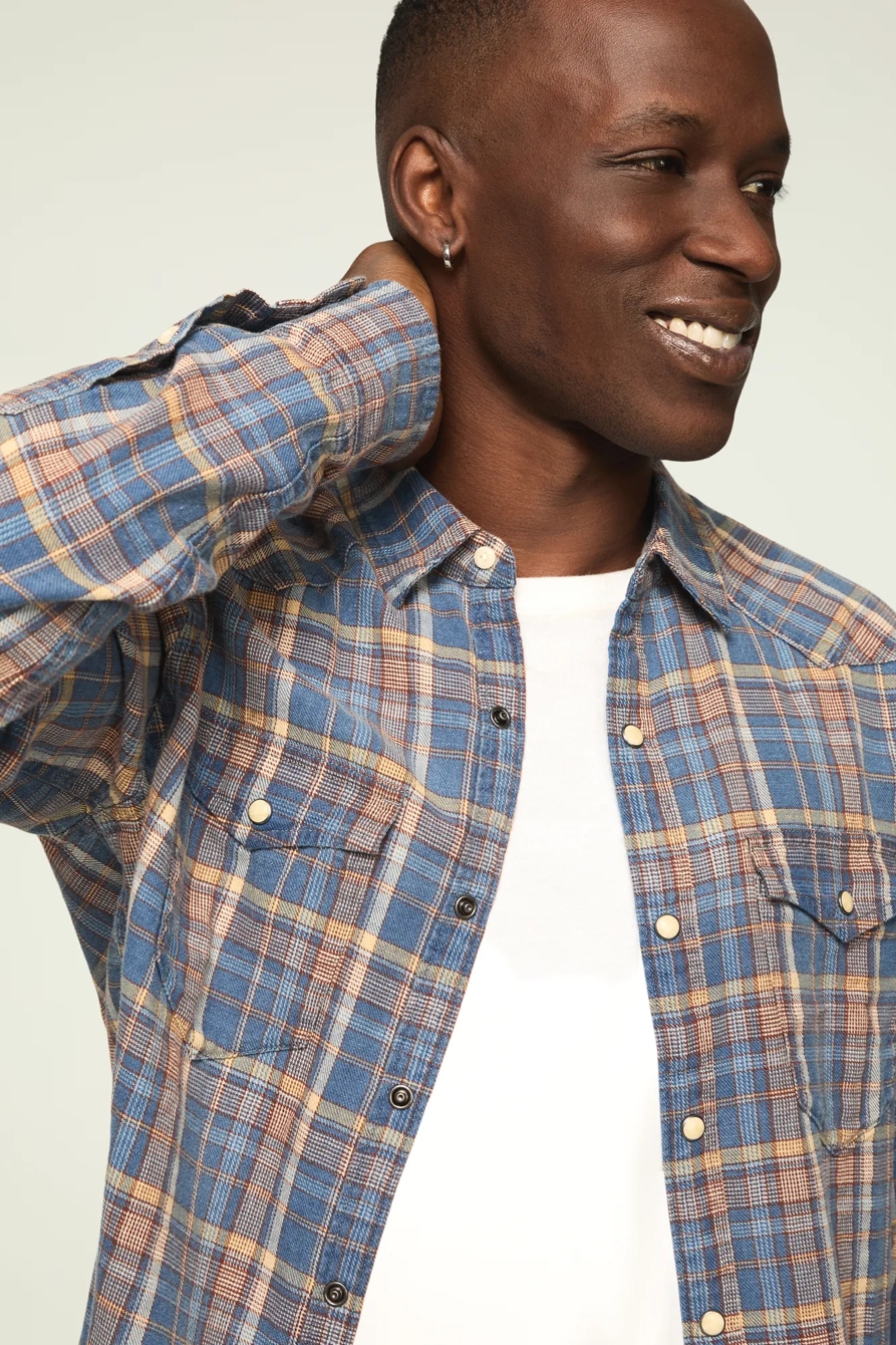 INDIGO TWILL LONG SLEEVE WESTERN SHIRT, image 2