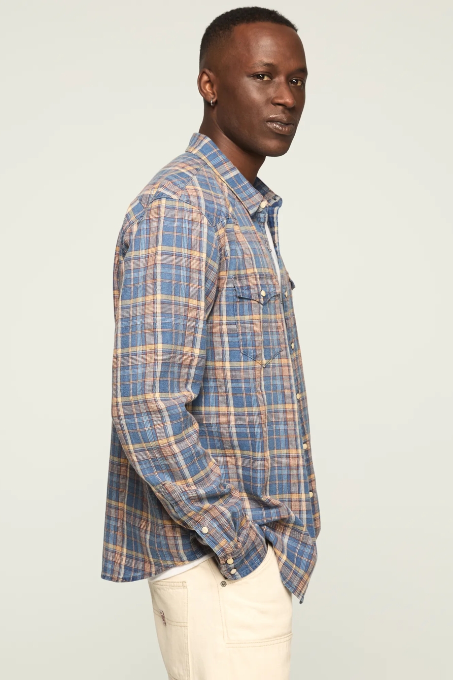 INDIGO TWILL LONG SLEEVE WESTERN SHIRT, image 4