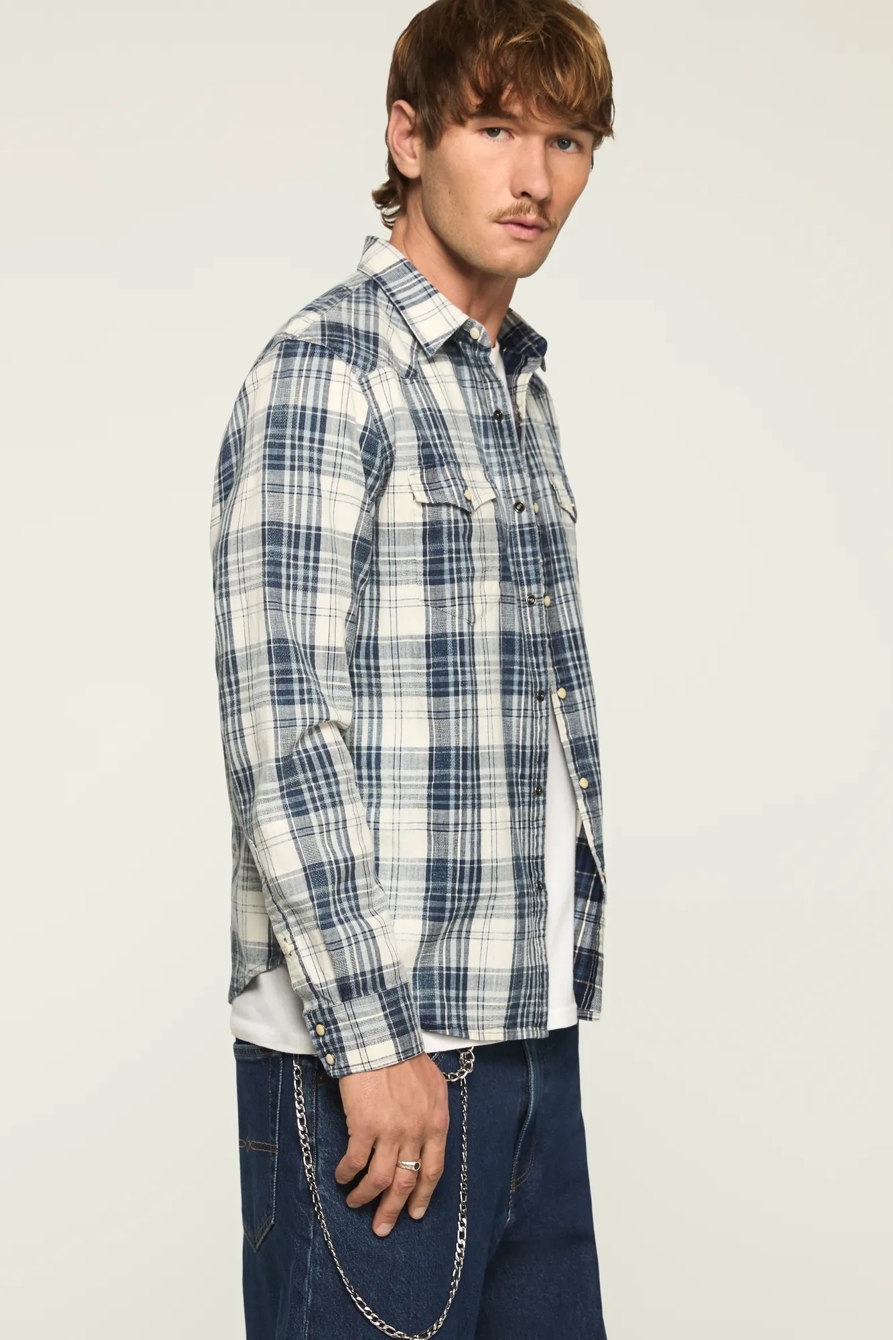 INDIGO TWILL LONG SLEEVE WESTERN SHIRT, image 4
