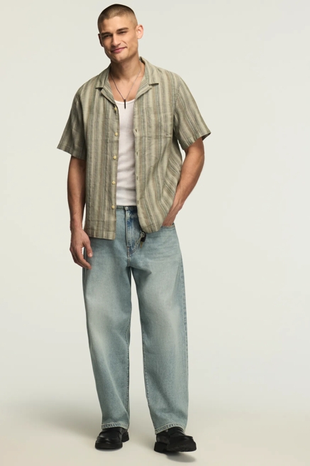 SHORT SLEEVE LINEN CAMP COLLAR SHIRT, image 2