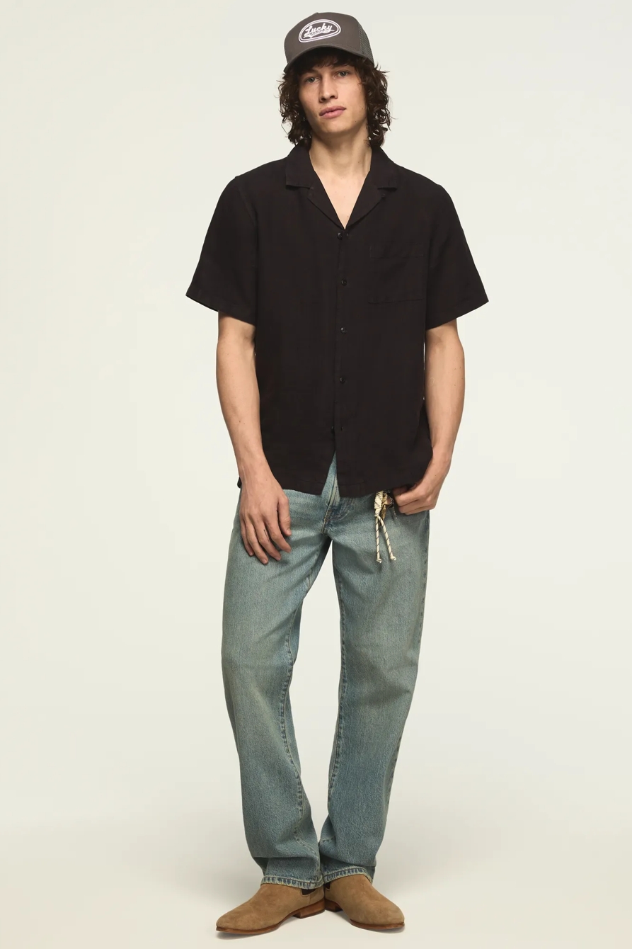 SHORT SLEEVE LINEN CAMP COLLAR SHIRT, image 3