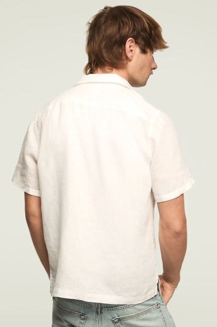 SHORT SLEEVE LINEN CAMP COLLAR SHIRT, image 3