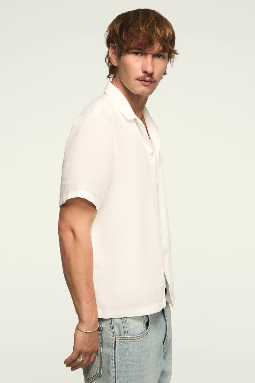 SHORT SLEEVE LINEN CAMP COLLAR SHIRT, image 4