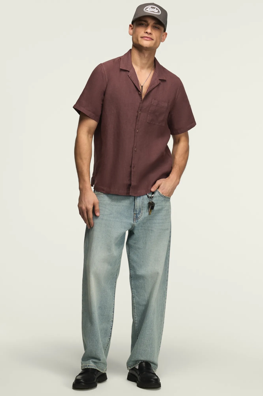 SHORT SLEEVE LINEN CAMP COLLAR SHIRT, image 2