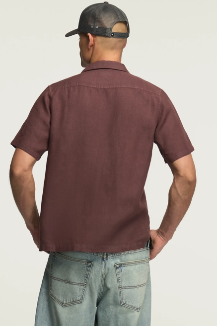 SHORT SLEEVE LINEN CAMP COLLAR SHIRT, image 3