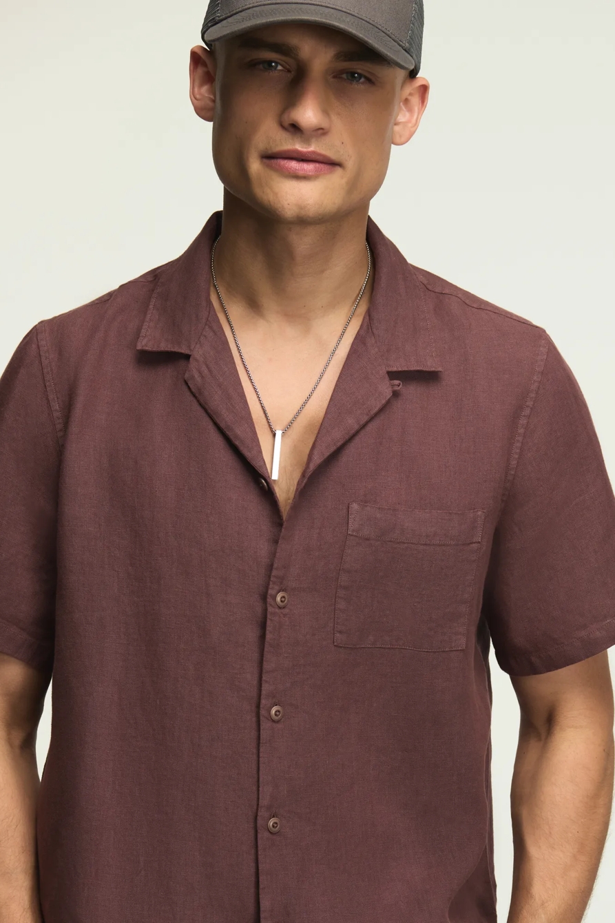 SHORT SLEEVE LINEN CAMP COLLAR SHIRT, image 5