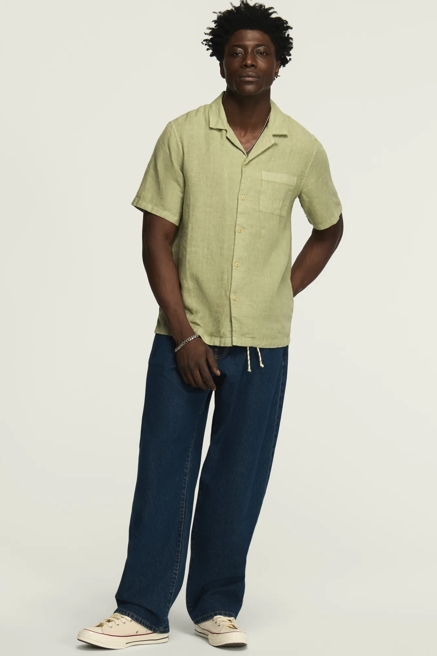 SHORT SLEEVE LINEN CAMP COLLAR SHIRT, image 2