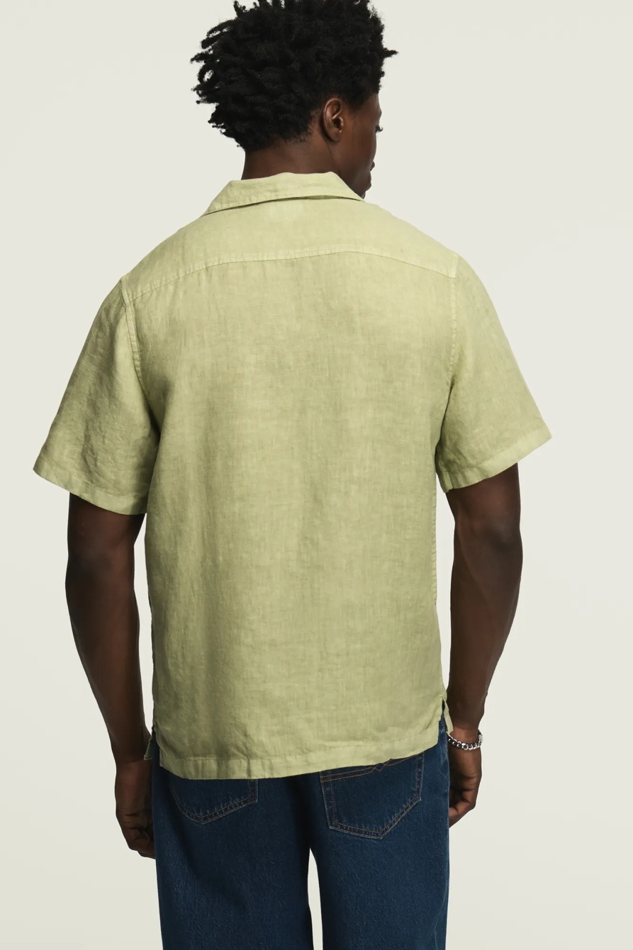 SHORT SLEEVE LINEN CAMP COLLAR SHIRT, image 3