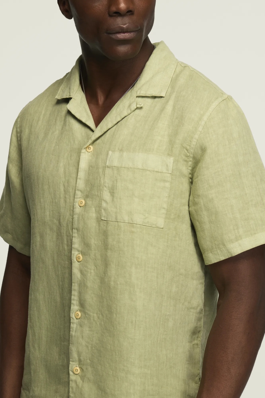SHORT SLEEVE LINEN CAMP COLLAR SHIRT, image 5
