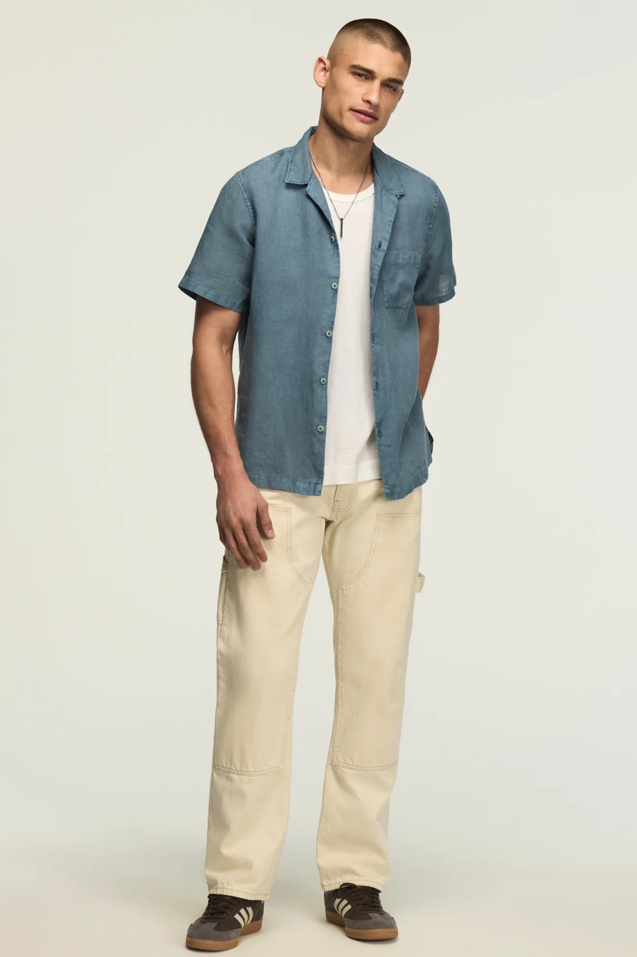 SHORT SLEEVE LINEN CAMP COLLAR SHIRT, image 2