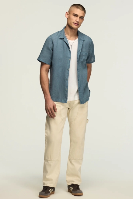 SHORT SLEEVE LINEN CAMP COLLAR SHIRT, image 2