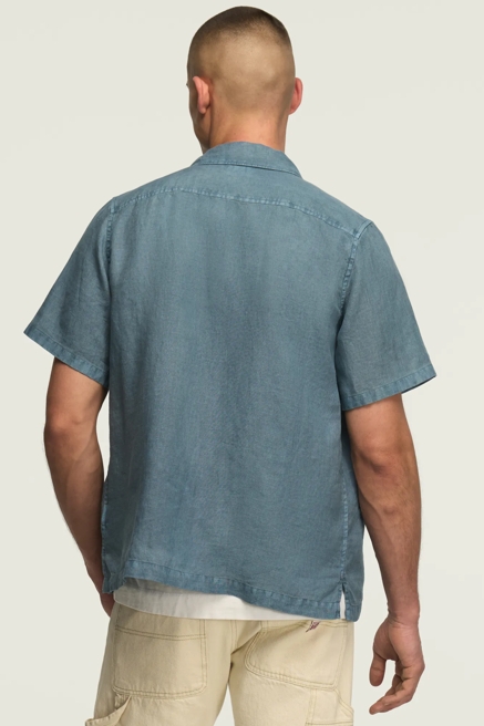 SHORT SLEEVE LINEN CAMP COLLAR SHIRT, image 3